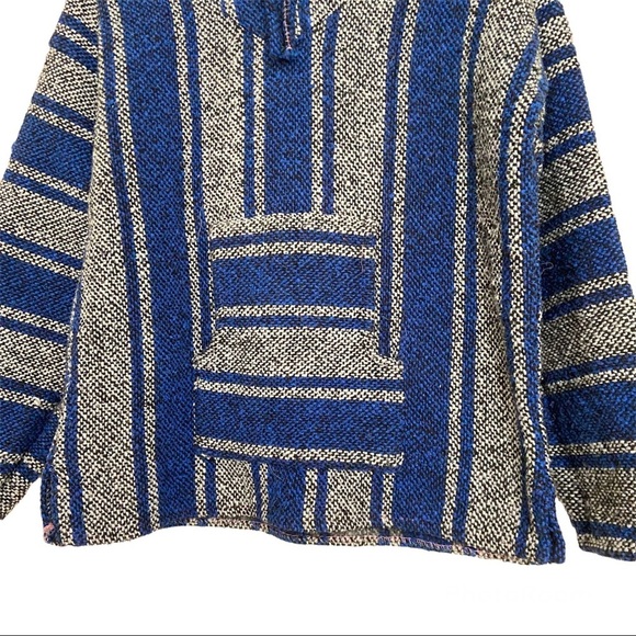 Vintage Chavitos Drug Rug Baja Acrylic Hoodie Pullover Native Tribe Navajo M - Picture 5 of 6